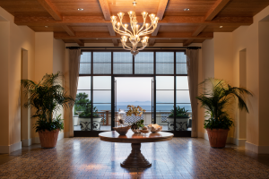 Elegant Foyer with the stunning views of the Pacific ocean at Terranea Resort in Rancho Palos Verdes, Califorina