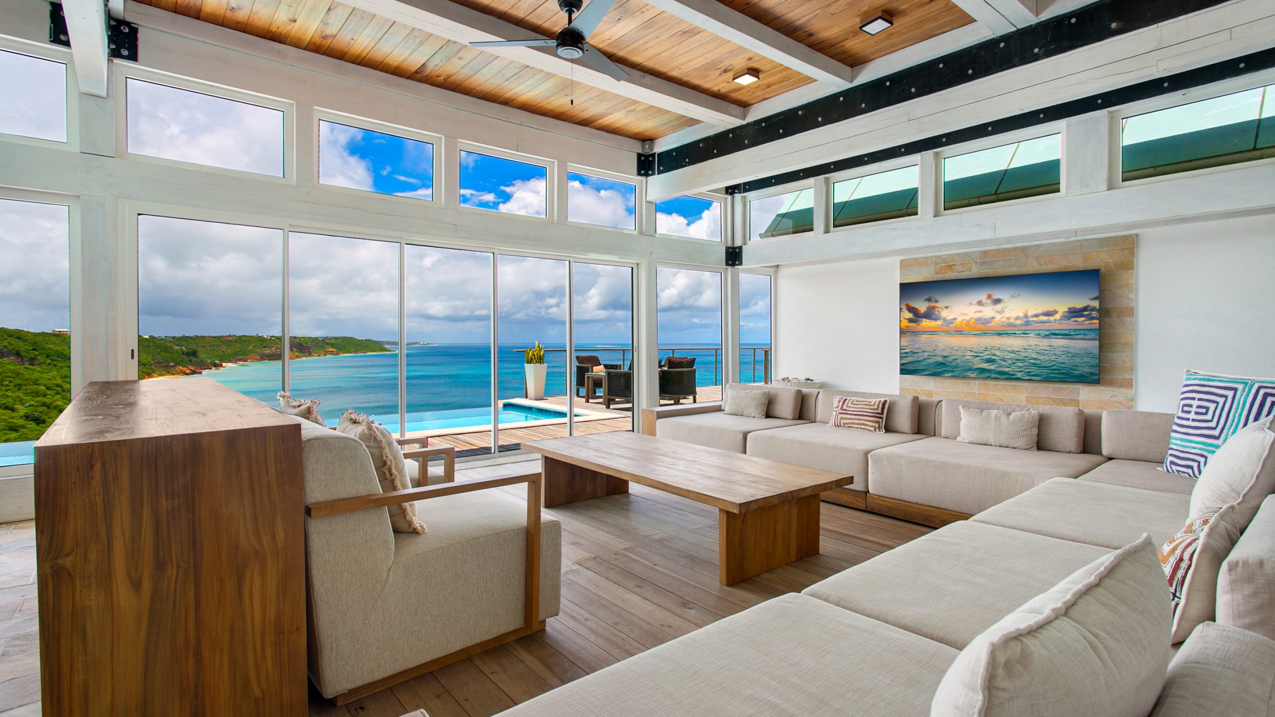 Luxury villa in Anguilla overlooking the Caribbean Sea, featuring elegant modern design and panoramic ocean views.